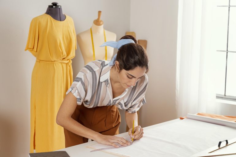 Student learning sketching during Fashion Design Courses